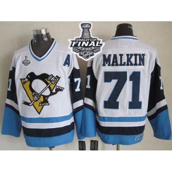 Penguins #71 Evgeni Malkin White Blue CCM Throwback 2017 Stanley Cup Final Patch Stitched NHL Jersey Penguins #71 Evgeni Malkin White Blue CCM Throwback 2017 Stanley Cup Final Patch Stitched NHL Jersey