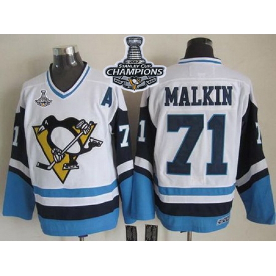 Penguins #71 Evgeni Malkin White Blue CCM Throwback 2017 Stanley Cup Finals Champions Stitched NHL Jersey Penguins #71 Evgeni Malkin White Blue CCM Throwback 2017 Stanley Cup Finals Champions Stitched NHL Jersey