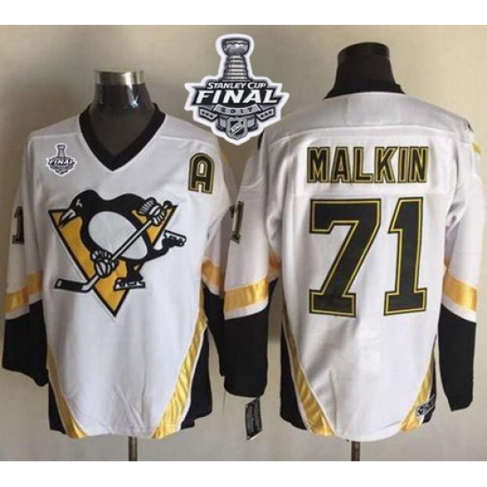 Penguins #71 Evgeni Malkin White CCM Throwback 2017 Stanley Cup Final Patch Stitched NHL Jersey Penguins #71 Evgeni Malkin White CCM Throwback 2017 Stanley Cup Final Patch Stitched NHL Jersey