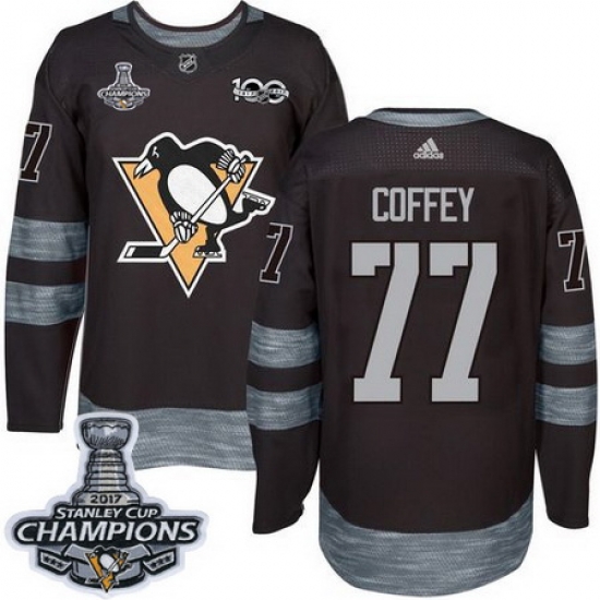 Penguins #77 Paul Coffey Black 1917 2017 100th Anniversary Stanley Cup Finals Champions Stitched NHL Jersey Penguins #77 Paul Coffey Black 1917 2017 100th Anniversary Stanley Cup Finals Champions Stitched NHL Jersey