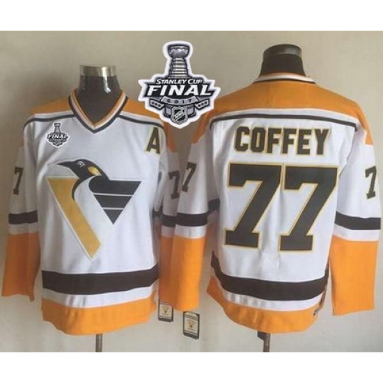 Penguins #77 Paul Coffey White Yellow CCM Throwback 2017 Stanley Cup Final Patch Stitched NHL Jersey Penguins #77 Paul Coffey White Yellow CCM Throwback 2017 Stanley Cup Final Patch Stitched NHL Jersey