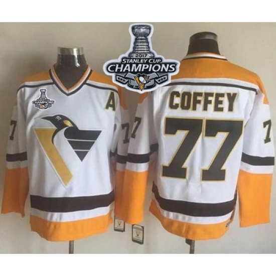 Penguins #77 Paul Coffey White Yellow CCM Throwback 2017 Stanley Cup Finals Champions Stitched NHL Jersey Penguins #77 Paul Coffey White Yellow CCM Throwback 2017 Stanley Cup Finals Champions Stitched NHL Jersey