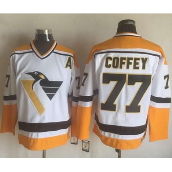 Penguins #77 Paul Coffey WhiteYellow CCM Throwback Stitched NHL Jersey Penguins #77 Paul Coffey WhiteYellow CCM Throwback Stitched NHL Jersey