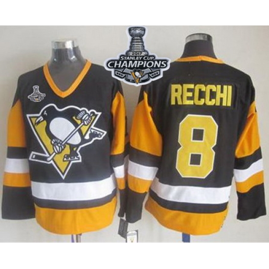Penguins #8 Mark Recchi Black CCM Throwback 2017 Stanley Cup Finals Champions Stitched NHL Jersey Penguins #8 Mark Recchi Black CCM Throwback 2017 Stanley Cup Finals Champions Stitched NHL Jersey