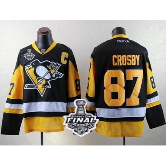 Penguins #87 Sidney Crosby Black Alternate 2017 Stanley Cup Final Patch Stitched NHL Jersey Penguins #87 Sidney Crosby Black Alternate 2017 Stanley Cup Final Patch Stitched NHL Jersey
