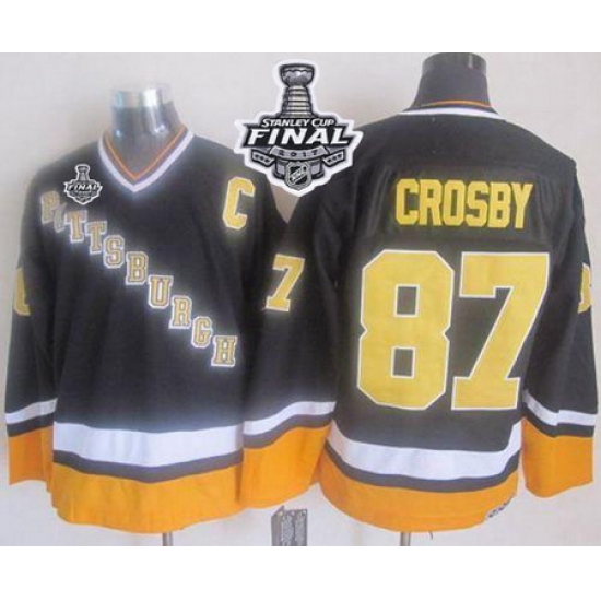 Penguins #87 Sidney Crosby Black Yellow CCM Throwback 2017 Stanley Cup Final Patch Stitched NHL Jersey Penguins #87 Sidney Crosby Black Yellow CCM Throwback 2017 Stanley Cup Final Patch Stitched NHL Jersey