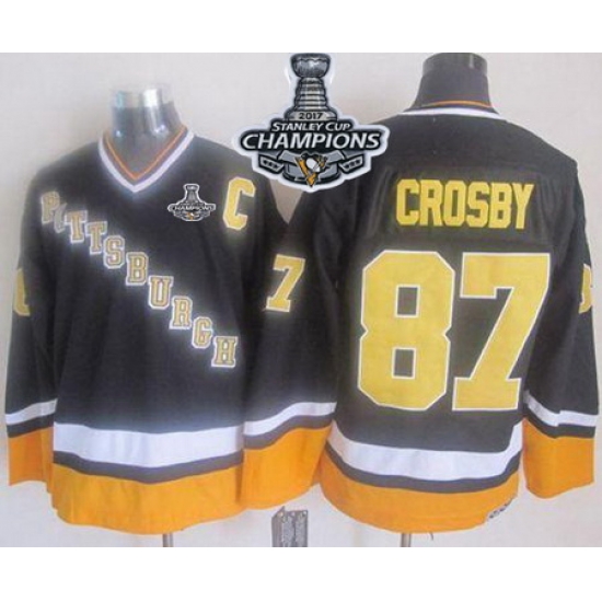 Penguins #87 Sidney Crosby Black Yellow CCM Throwback 2017 Stanley Cup Finals Champions Stitched NHL Jersey Penguins #87 Sidney Crosby Black Yellow CCM Throwback 2017 Stanley Cup Finals Champions Stitched NHL Jersey