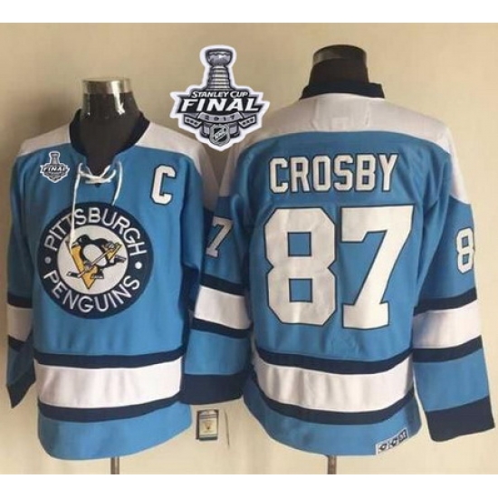 Penguins #87 Sidney Crosby Blue Alternate CCM Throwback 2017 Stanley Cup Final Patch Stitched NHL Jersey Penguins #87 Sidney Crosby Blue Alternate CCM Throwback 2017 Stanley Cup Final Patch Stitched NHL Jersey