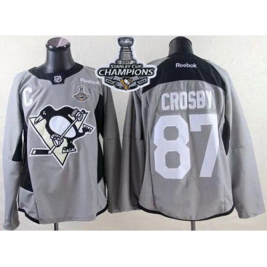 Penguins #87 Sidney Crosby Grey Practice 2017 Stanley Cup Finals Champions Stitched NHL Jersey Penguins #87 Sidney Crosby Grey Practice 2017 Stanley Cup Finals Champions Stitched NHL Jersey