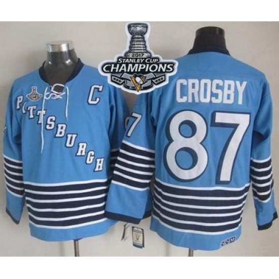 Penguins #87 Sidney Crosby Light Blue CCM Throwback 2017 Stanley Cup Finals Champions Stitched NHL Jersey Penguins #87 Sidney Crosby Light Blue CCM Throwback 2017 Stanley Cup Finals Champions Stitched NHL Jersey