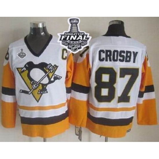 Penguins #87 Sidney Crosby White Black CCM Throwback 2017 Stanley Cup Final Patch Stitched NHL Jersey Penguins #87 Sidney Crosby White Black CCM Throwback 2017 Stanley Cup Final Patch Stitched NHL Jersey