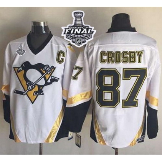 Penguins #87 Sidney Crosby White CCM Throwback 2017 Stanley Cup Final Patch Stitched NHL Jersey Penguins #87 Sidney Crosby White CCM Throwback 2017 Stanley Cup Final Patch Stitched NHL Jersey