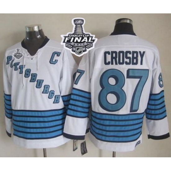Penguins #87 Sidney Crosby White Light Blue CCM Throwback 2017 Stanley Cup Final Patch Stitched NHL Jersey Penguins #87 Sidney Crosby White Light Blue CCM Throwback 2017 Stanley Cup Final Patch Stitched NHL Jersey