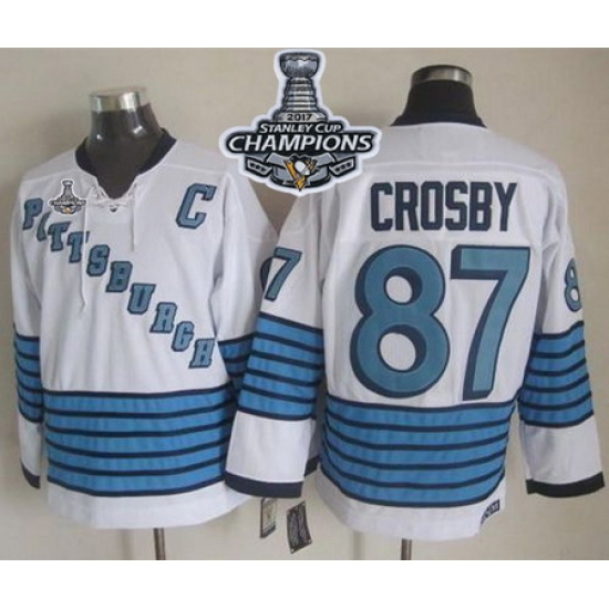 Penguins #87 Sidney Crosby White Light Blue CCM Throwback 2017 Stanley Cup Finals Champions Stitched NHL Jersey Penguins #87 Sidney Crosby White Light Blue CCM Throwback 2017 Stanley Cup Finals Champions Stitched NHL Jersey