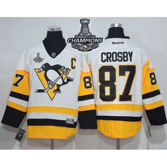 Penguins #87 Sidney Crosby White New Away 2017 Stanley Cup Finals Champions Stitched NHL Jersey Penguins #87 Sidney Crosby White New Away 2017 Stanley Cup Finals Champions Stitched NHL Jersey