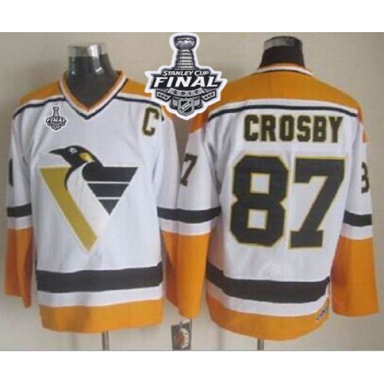 Penguins #87 Sidney Crosby White Yellow CCM Throwback 2017 Stanley Cup Final Patch Stitched NHL Jersey Penguins #87 Sidney Crosby White Yellow CCM Throwback 2017 Stanley Cup Final Patch Stitched NHL Jersey
