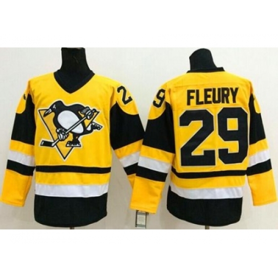 Pittsburgh Penguins #29 Andre Fleury Yellow Throwback Stitched NHL Jersey Pittsburgh Penguins #29 Andre Fleury Yellow Throwback Stitched NHL Jersey
