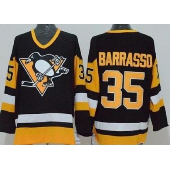 Pittsburgh Penguins 35 Tom Barrasso Black Stitched CCM NHL Jersey Pittsburgh Penguins 35 Tom Barrasso Black Stitched CCM NHL Jersey