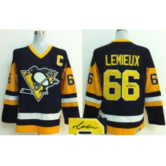 Pittsburgh Penguins #66 Mario Lemieux Black CCM Signed Jerseys Pittsburgh Penguins #66 Mario Lemieux Black CCM Signed Jerseys