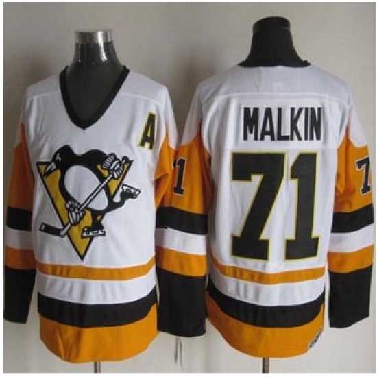 Pittsburgh Penguins #71 Evgeni Malkin White Black CCM Throwback NHL Jersey Pittsburgh Penguins #71 Evgeni Malkin White Black CCM Throwback NHL Jersey