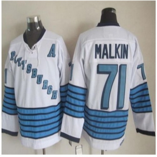 Pittsburgh Penguins #71 Evgeni Malkin White-Light Blue CCM Throwback Stitched NHL jersey Pittsburgh Penguins #71 Evgeni Malkin White-Light Blue CCM Throwback Stitched NHL jersey