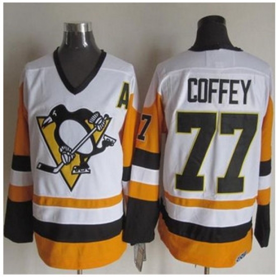 Pittsburgh Penguins #77 Paul Coffey White Black CCM Throwback NHL Jersey Pittsburgh Penguins #77 Paul Coffey White Black CCM Throwback NHL Jersey