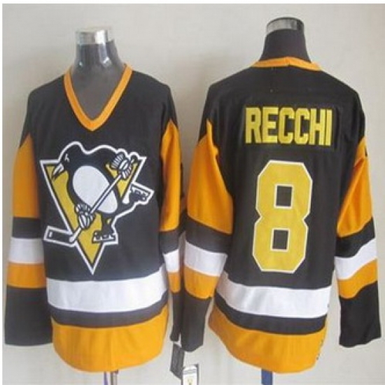Pittsburgh Penguins #8 Mark Recchi Black CCM Throwback Stitched NHL Jersey Pittsburgh Penguins #8 Mark Recchi Black CCM Throwback Stitched NHL Jersey