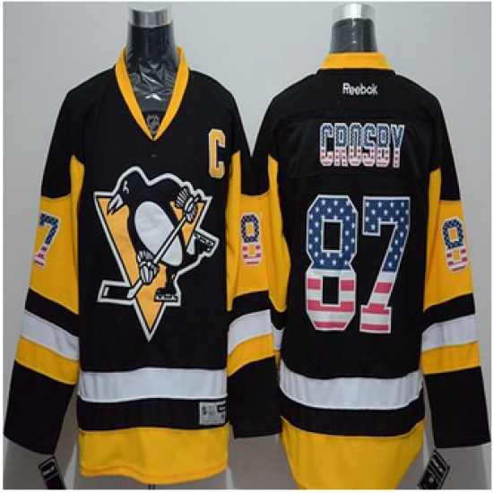 Pittsburgh Penguins #87 Sidney Crosby Black Alternate USA Flag Fashion Stitched NHL Jersey Pittsburgh Penguins #87 Sidney Crosby Black Alternate USA Flag Fashion Stitched NHL Jersey