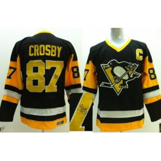 Pittsburgh Penguins 87 Sidney Crosby Black Yellow CCM Signed Jerseys Pittsburgh Penguins 87 Sidney Crosby Black Yellow CCM Signed Jerseys