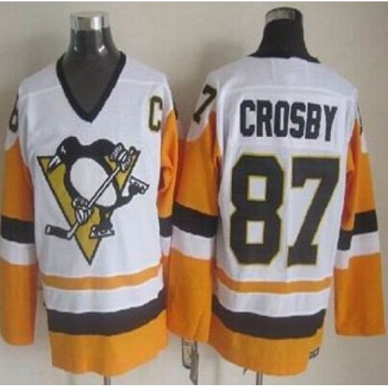 Pittsburgh Penguins #87 Sidney Crosby White Black CCM Throwback Stitched NHL Jersey Pittsburgh Penguins #87 Sidney Crosby White Black CCM Throwback Stitched NHL Jersey