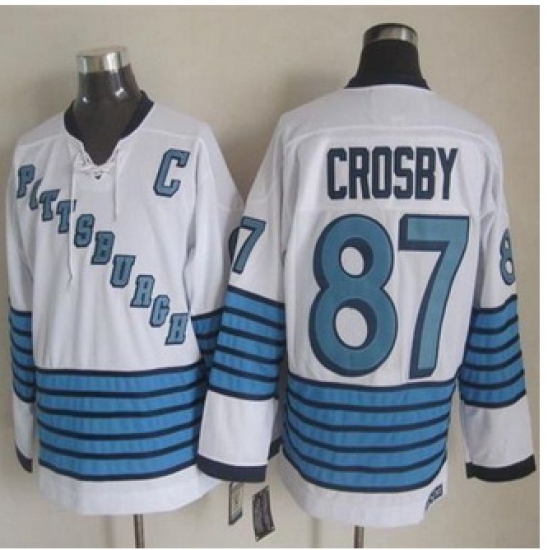 Pittsburgh Penguins #87 Sidney Crosby White-Light Blue CCM Throwback Stitched NHL jersey Pittsburgh Penguins #87 Sidney Crosby White-Light Blue CCM Throwback Stitched NHL jersey
