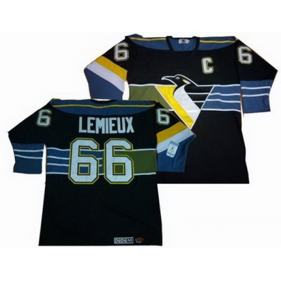 Pittsburgh Penguins Vintage #66 Mario Lemieux black CCM jerseys Pittsburgh Penguins Vintage #66 Mario Lemieux black CCM jerseys