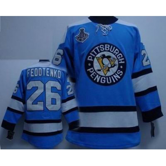 RBK Pittsburgh Penguins #26 FEDOTENKO Blue STANLEY CUP Jersey RBK Pittsburgh Penguins #26 FEDOTENKO Blue STANLEY CUP Jersey