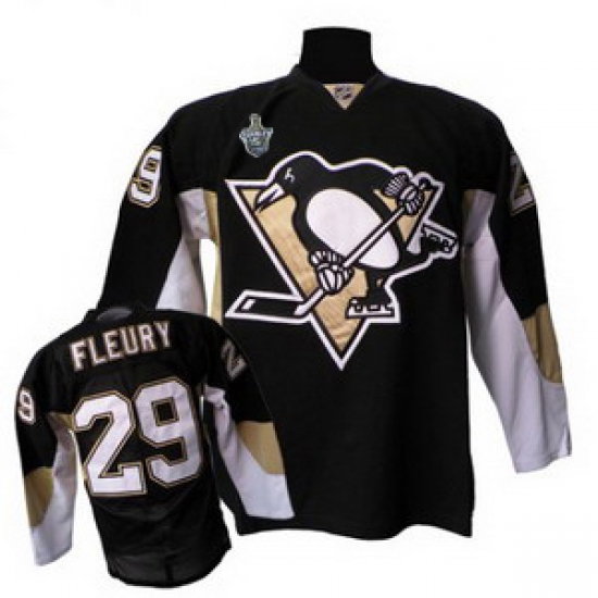 RBK hockey jerseys,Pittsburgh Penguins 29# M. Fleury STANLEY CUP Home black RBK hockey jerseys,Pittsburgh Penguins 29# M. Fleury STANLEY CUP Home black