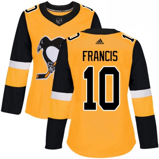Womens Adidas Pittsburgh Penguins 10 Ron Francis Authentic Gold Alternate NHL Jersey Womens Adidas Pittsburgh Penguins 10 Ron Francis Authentic Gold Alternate NHL Jersey