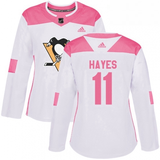 Womens Adidas Pittsburgh Penguins 11 Jimmy Hayes Authentic White Pink Fashion NHL Jersey Womens Adidas Pittsburgh Penguins 11 Jimmy Hayes Authentic White Pink Fashion NHL Jersey
