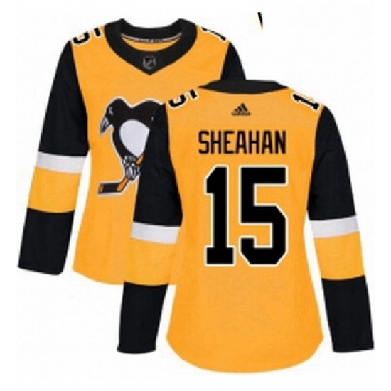Womens Adidas Pittsburgh Penguins 15 Riley Sheahan Authentic Gold Alternate NHL Jersey Womens Adidas Pittsburgh Penguins 15 Riley Sheahan Authentic Gold Alternate NHL Jersey