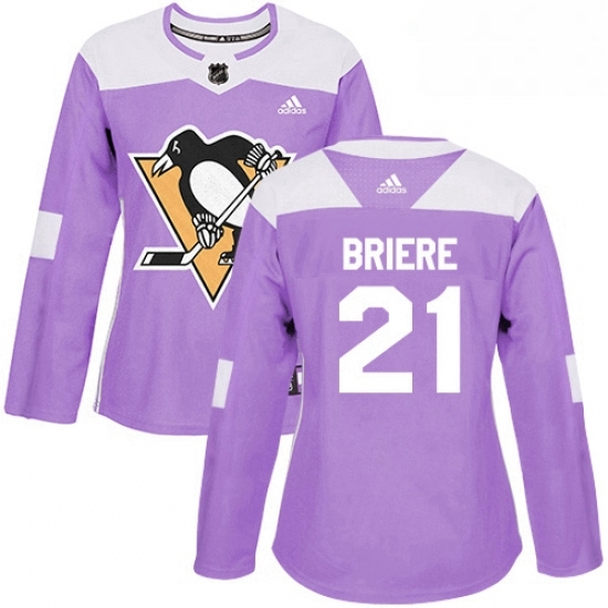 Womens Adidas Pittsburgh Penguins 21 Michel Briere Authentic Purple Fights Cancer Practice NHL Jersey Womens Adidas Pittsburgh Penguins 21 Michel Briere Authentic Purple Fights Cancer Practice NHL Jersey