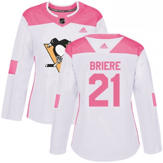 Womens Adidas Pittsburgh Penguins 21 Michel Briere Authentic WhitePink Fashion NHL Jersey Womens Adidas Pittsburgh Penguins 21 Michel Briere Authentic WhitePink Fashion NHL Jersey