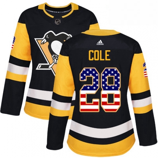 Womens Adidas Pittsburgh Penguins 28 Ian Cole Authentic Black USA Flag Fashion NHL Jersey Womens Adidas Pittsburgh Penguins 28 Ian Cole Authentic Black USA Flag Fashion NHL Jersey