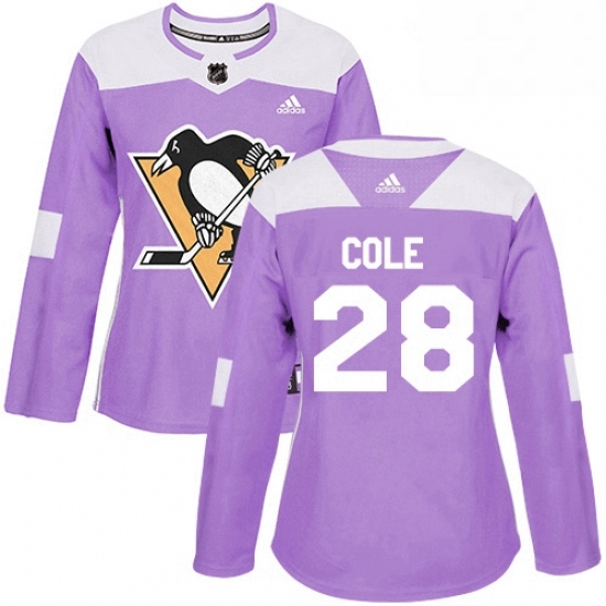 Womens Adidas Pittsburgh Penguins 28 Ian Cole Authentic Purple Fights Cancer Practice NHL Jersey Womens Adidas Pittsburgh Penguins 28 Ian Cole Authentic Purple Fights Cancer Practice NHL Jersey