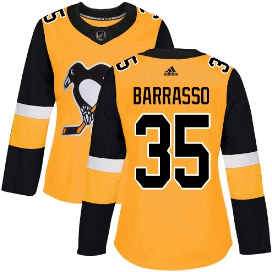 Womens Adidas Pittsburgh Penguins 35 Tom Barrasso Authentic Gold Alternate NHL Jersey Womens Adidas Pittsburgh Penguins 35 Tom Barrasso Authentic Gold Alternate NHL Jersey