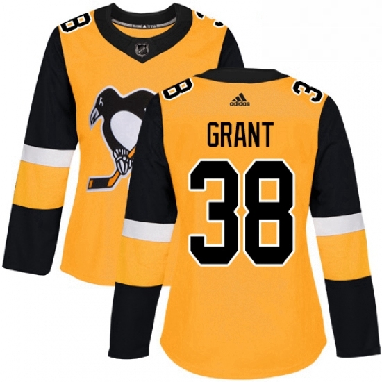 Womens Adidas Pittsburgh Penguins 38 Derek Grant Authentic Gold Alternate NHL Jersey Womens Adidas Pittsburgh Penguins 38 Derek Grant Authentic Gold Alternate NHL Jersey