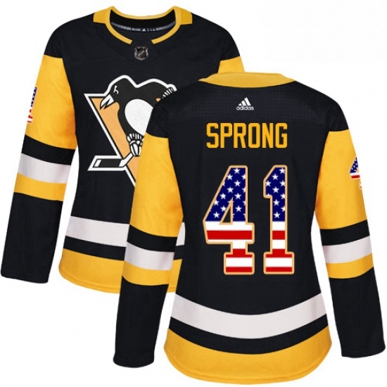 Womens Adidas Pittsburgh Penguins 41 Daniel Sprong Authentic Black USA Flag Fashion NHL Jersey Womens Adidas Pittsburgh Penguins 41 Daniel Sprong Authentic Black USA Flag Fashion NHL Jersey