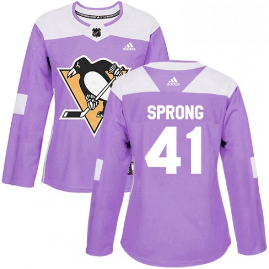 Womens Adidas Pittsburgh Penguins 41 Daniel Sprong Authentic Purple Fights Cancer Practice NHL Jersey Womens Adidas Pittsburgh Penguins 41 Daniel Sprong Authentic Purple Fights Cancer Practice NHL Jersey