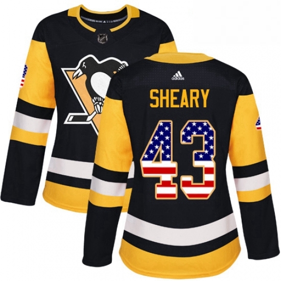 Womens Adidas Pittsburgh Penguins 43 Conor Sheary Authentic Black USA Flag Fashion NHL Jersey Womens Adidas Pittsburgh Penguins 43 Conor Sheary Authentic Black USA Flag Fashion NHL Jersey