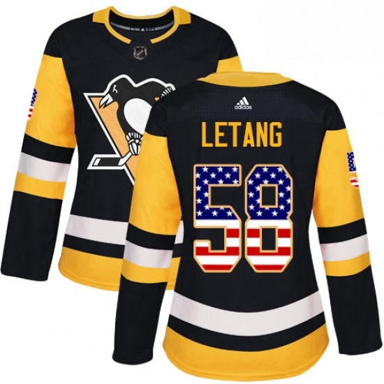 Womens Adidas Pittsburgh Penguins 58 Kris Letang Authentic Black USA Flag Fashion NHL Jersey Womens Adidas Pittsburgh Penguins 58 Kris Letang Authentic Black USA Flag Fashion NHL Jersey