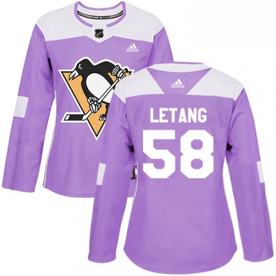 Womens Adidas Pittsburgh Penguins 58 Kris Letang Authentic Purple Fights Cancer Practice NHL Jersey Womens Adidas Pittsburgh Penguins 58 Kris Letang Authentic Purple Fights Cancer Practice NHL Jersey
