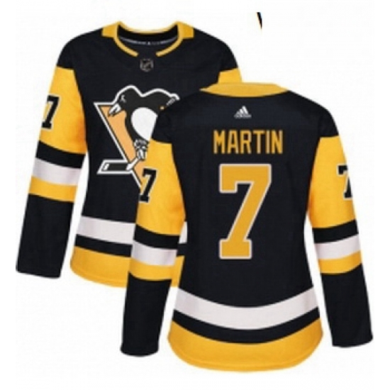 Womens Adidas Pittsburgh Penguins 7 Paul Martin Authentic Black Home NHL Jersey Womens Adidas Pittsburgh Penguins 7 Paul Martin Authentic Black Home NHL Jersey