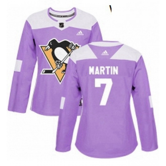 Womens Adidas Pittsburgh Penguins 7 Paul Martin Authentic Purple Fights Cancer Practice NHL Jersey Womens Adidas Pittsburgh Penguins 7 Paul Martin Authentic Purple Fights Cancer Practice NHL Jersey
